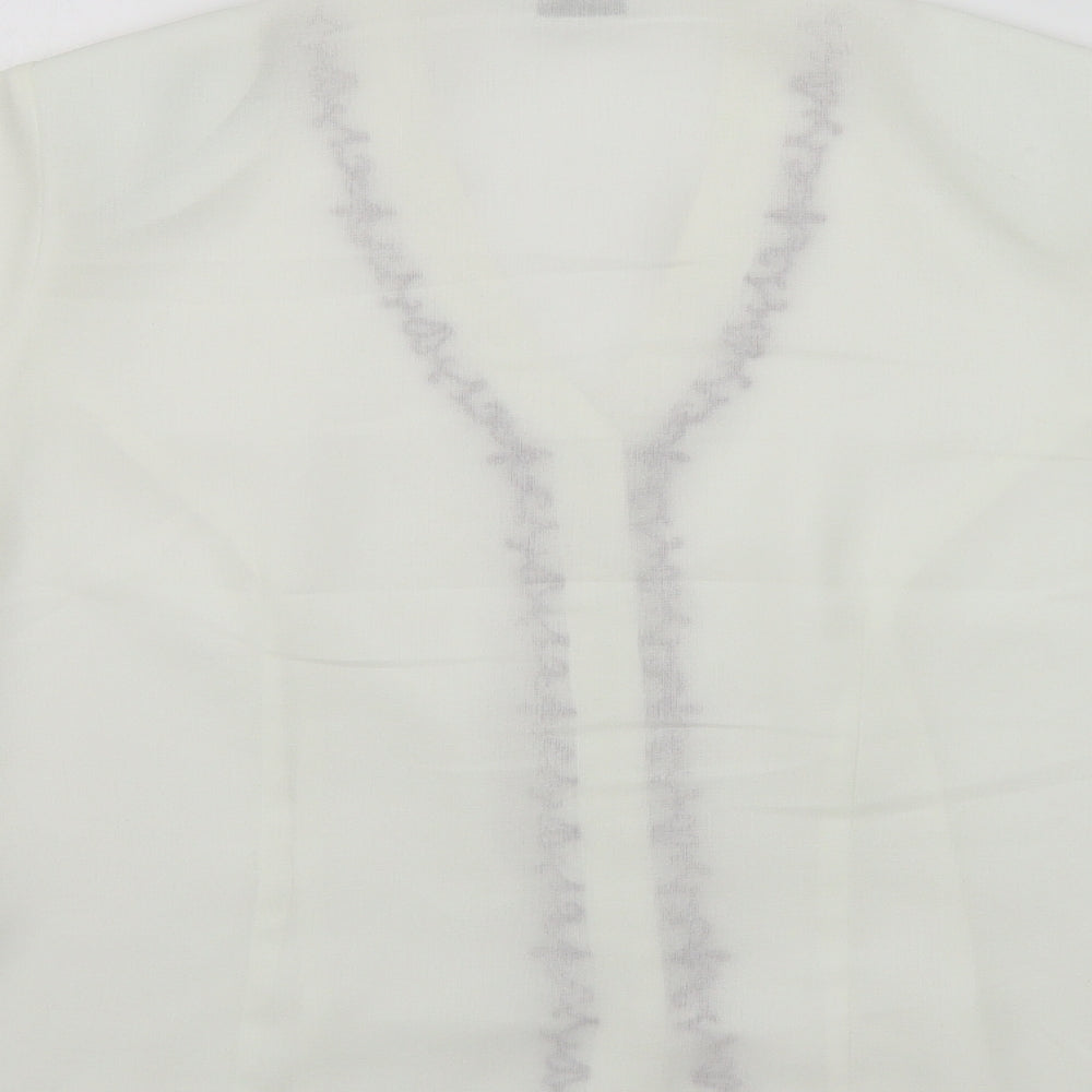 Eastex Womens White Polyester Basic Button-Up Size 14 V-Neck