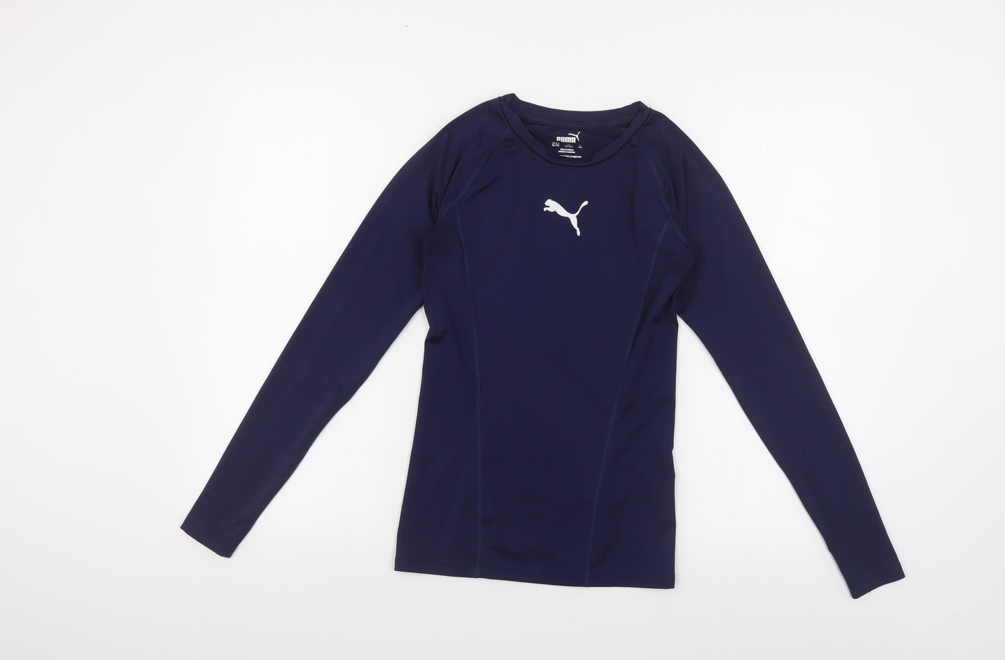 PUMA Girls Blue Polyester Jersey T-Shirt Size 13-14 Years Crew Neck Pullover