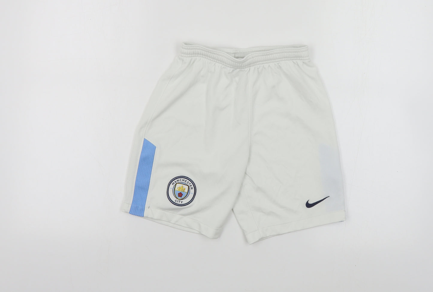 Nike Boys White Polyester Sweat Shorts Size 10-11 Years Regular Drawstring - Manchester City