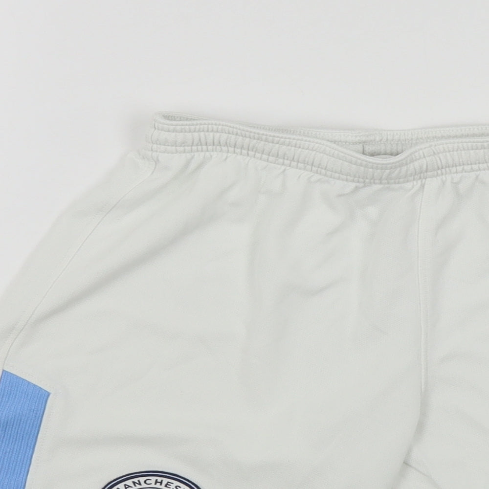 Nike Boys White Polyester Sweat Shorts Size 10-11 Years Regular Drawstring - Manchester City