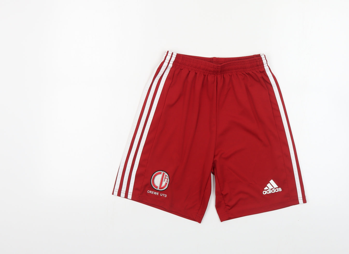 adidas Boys Red Polyester Sweat Shorts Size 13 Years Regular Drawstring - Crewe UTD
