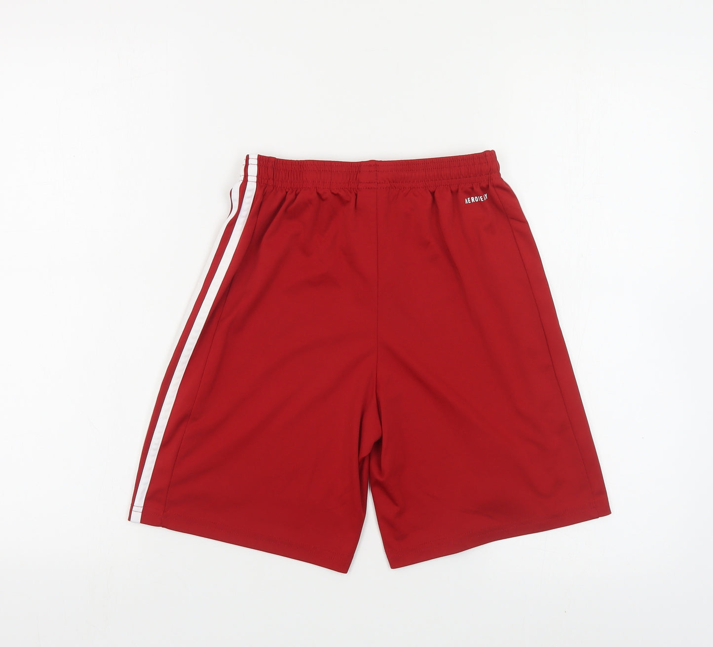 adidas Boys Red Polyester Sweat Shorts Size 13 Years Regular Drawstring - Crewe UTD