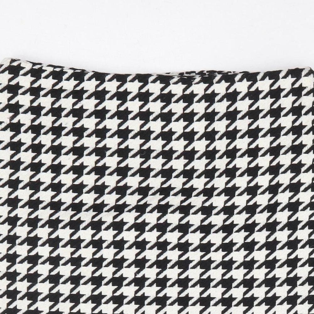 New Look Womens Black Herringbone Polyester Mini Skirt Size 8 Zip