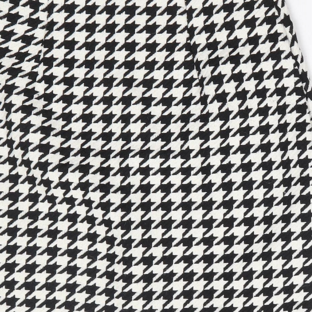 New Look Womens Black Herringbone Polyester Mini Skirt Size 8 Zip