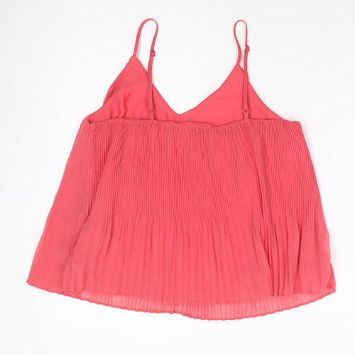 Topshops Womens Pink Polyester Camisole Tank Size 8 V-Neck