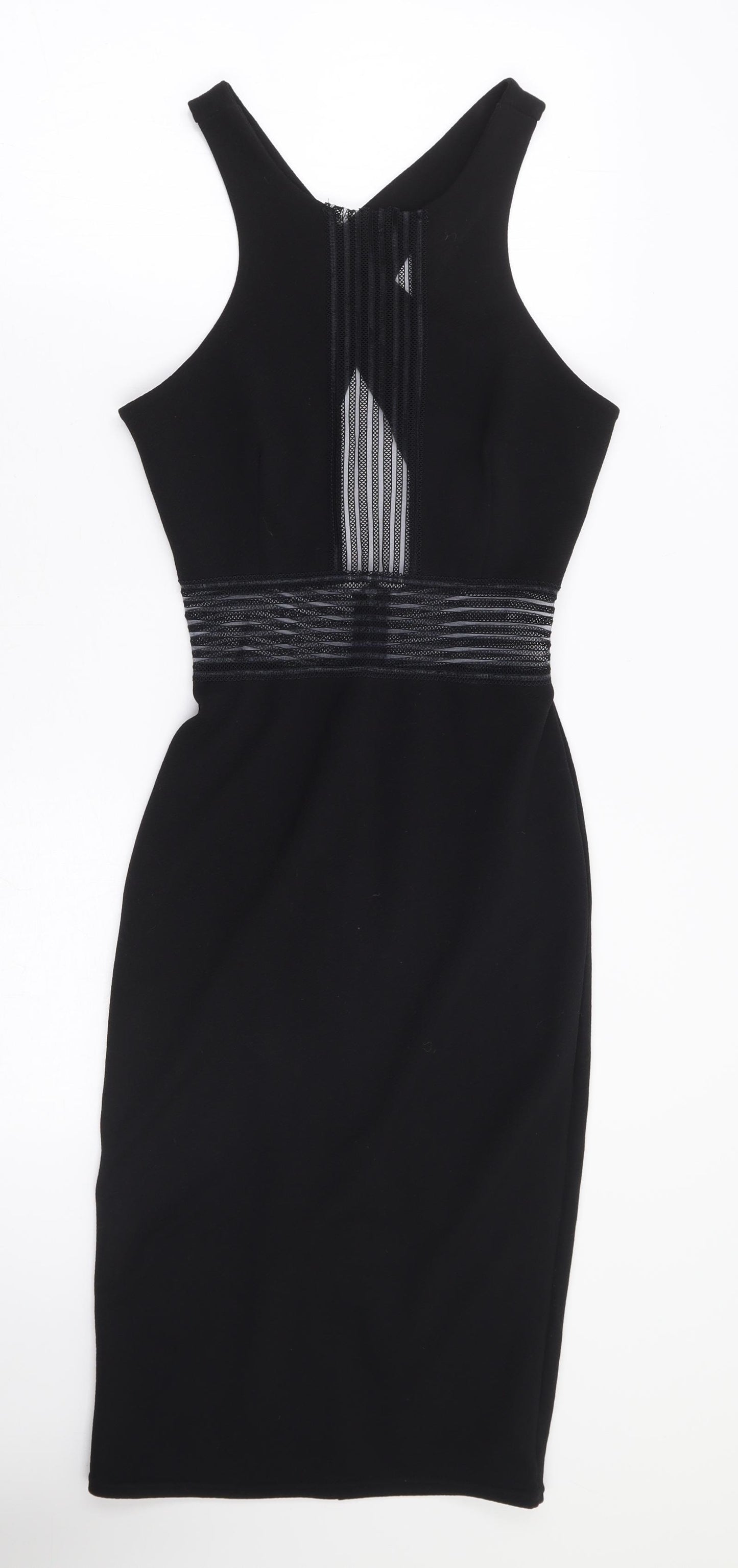 TFNC London Womens Black Polyester Bodycon Size S Round Neck Zip - Racer Back