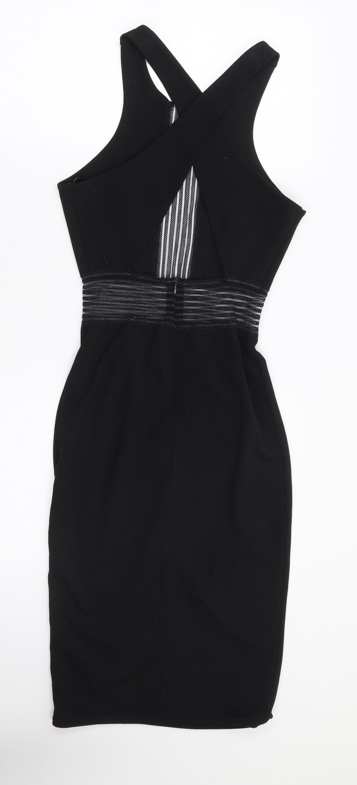 TFNC London Womens Black Polyester Bodycon Size S Round Neck Zip - Racer Back