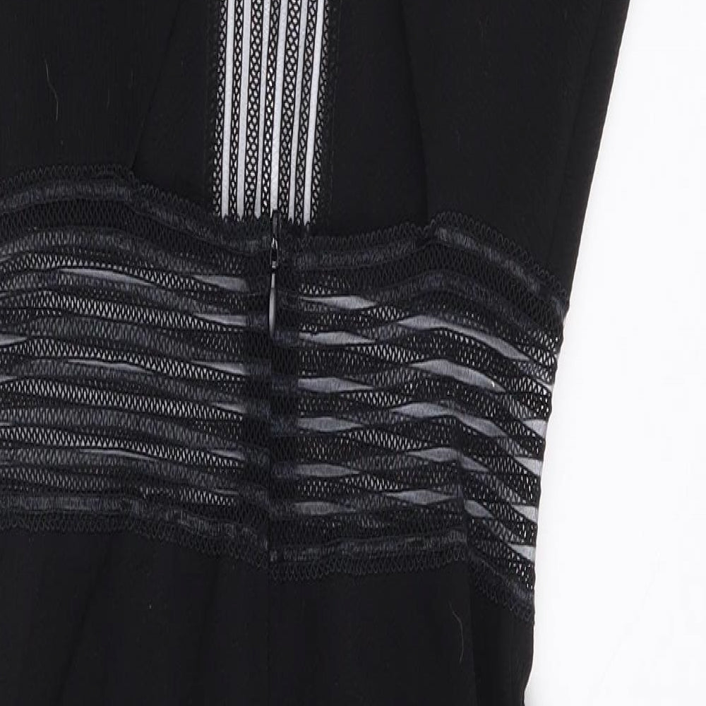 TFNC London Womens Black Polyester Bodycon Size S Round Neck Zip - Racer Back