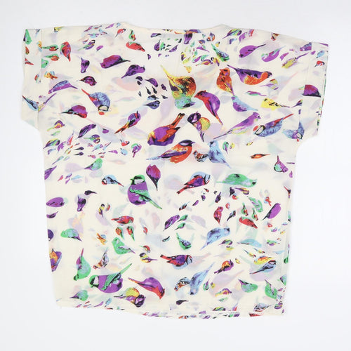 HXY Womens Multicoloured Geometric Polyester Basic Polo Size L Round Neck - Bird Print Box Tee