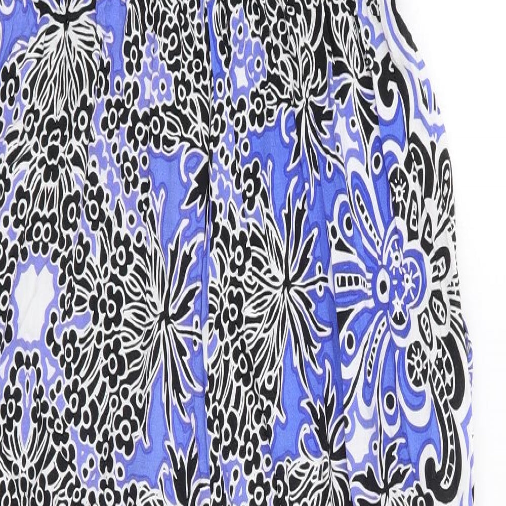 Label Be Womens Blue Floral Viscose Jumpsuit One-Piece Size 14 L25 in Drawstring