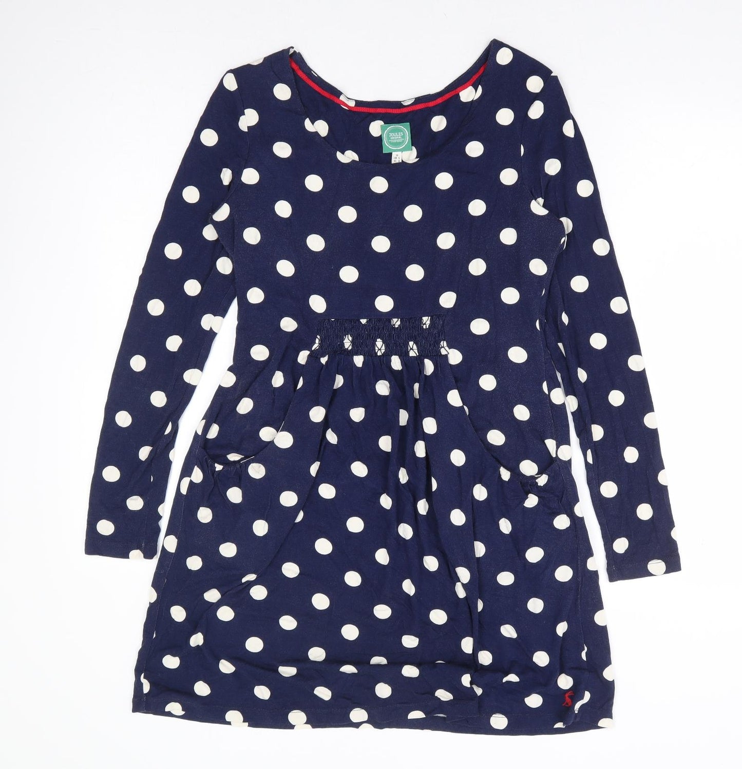 Joules Womens Blue Polka Dot Viscose A-Line Size 10 Round Neck Pullover