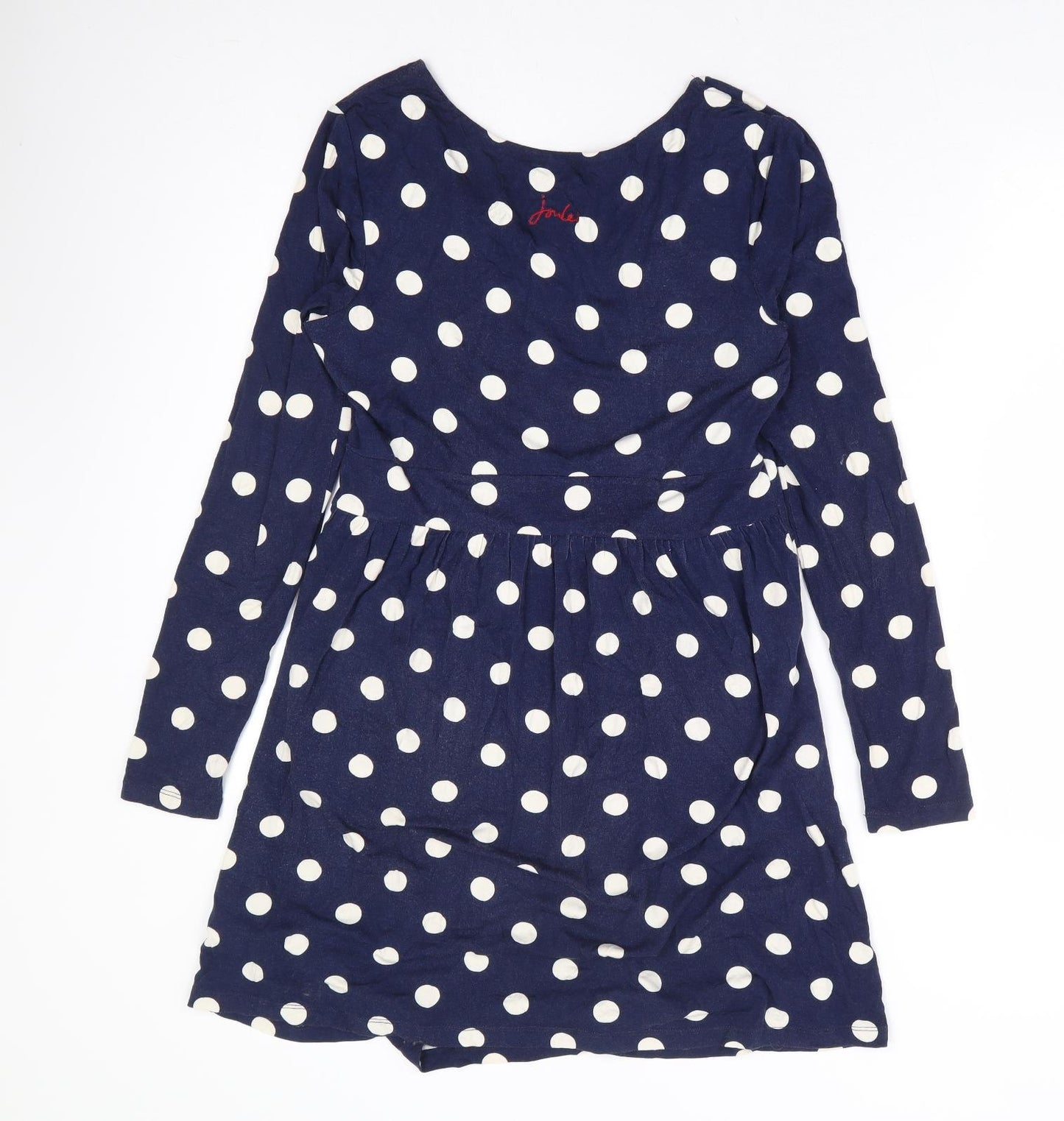 Joules Womens Blue Polka Dot Viscose A-Line Size 10 Round Neck Pullover