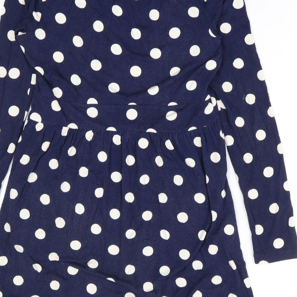 Joules Womens Blue Polka Dot Viscose A-Line Size 10 Round Neck Pullover