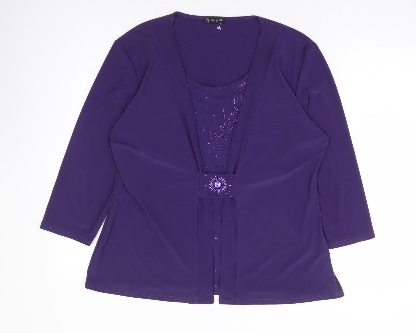Elle Louise Womens Purple Polyester Basic Blouse Size 20 Scoop Neck