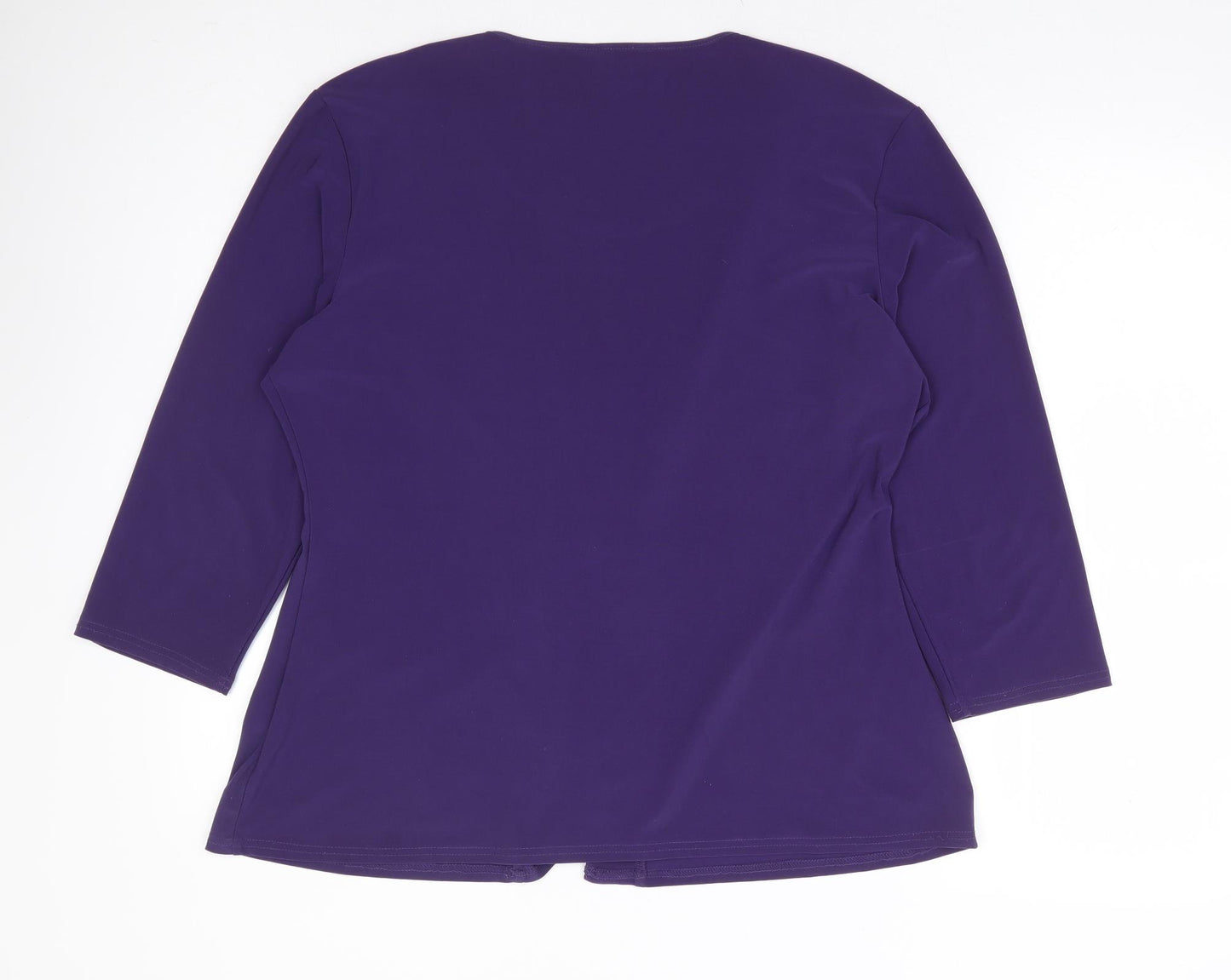 Elle Louise Womens Purple Polyester Basic Blouse Size 20 Scoop Neck