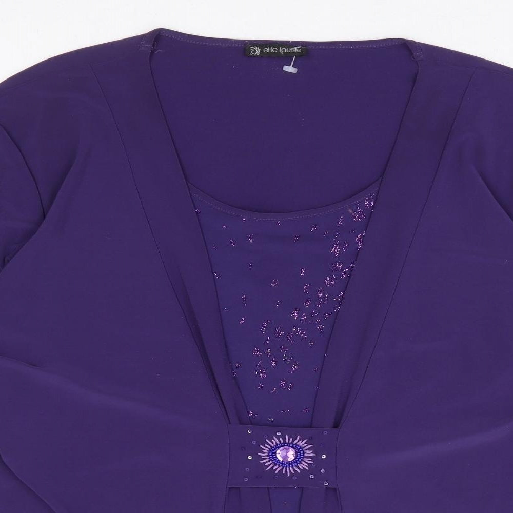 Elle Louise Womens Purple Polyester Basic Blouse Size 20 Scoop Neck