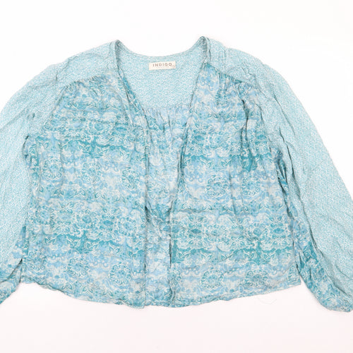 Indigo Womens Blue Floral Kimono Jacket Size 10