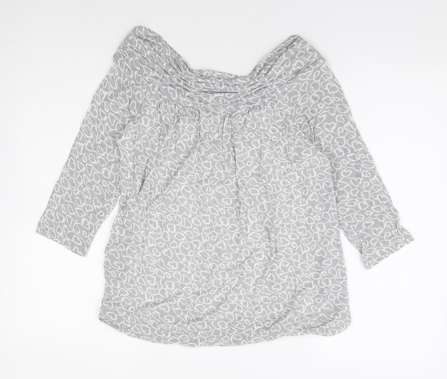Phase Eight Womens Grey Geometric Viscose Basic Blouse Size 10 Boat Neck