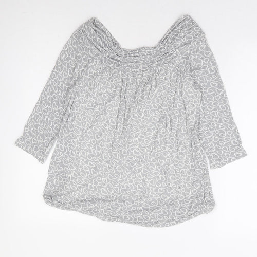 Phase Eight Womens Grey Geometric Viscose Basic Blouse Size 10 Boat Neck