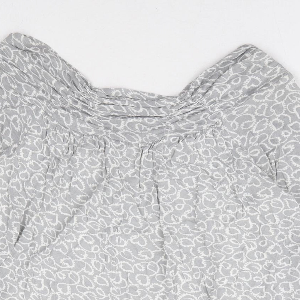 Phase Eight Womens Grey Geometric Viscose Basic Blouse Size 10 Boat Neck