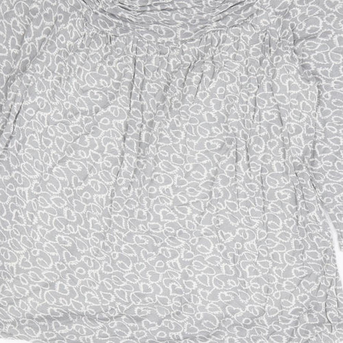 Phase Eight Womens Grey Geometric Viscose Basic Blouse Size 10 Boat Neck