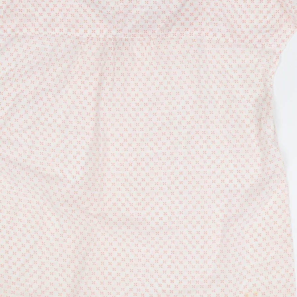 Seasalt Womens White Geometric 100% Cotton Basic T-Shirt Size 16 V-Neck