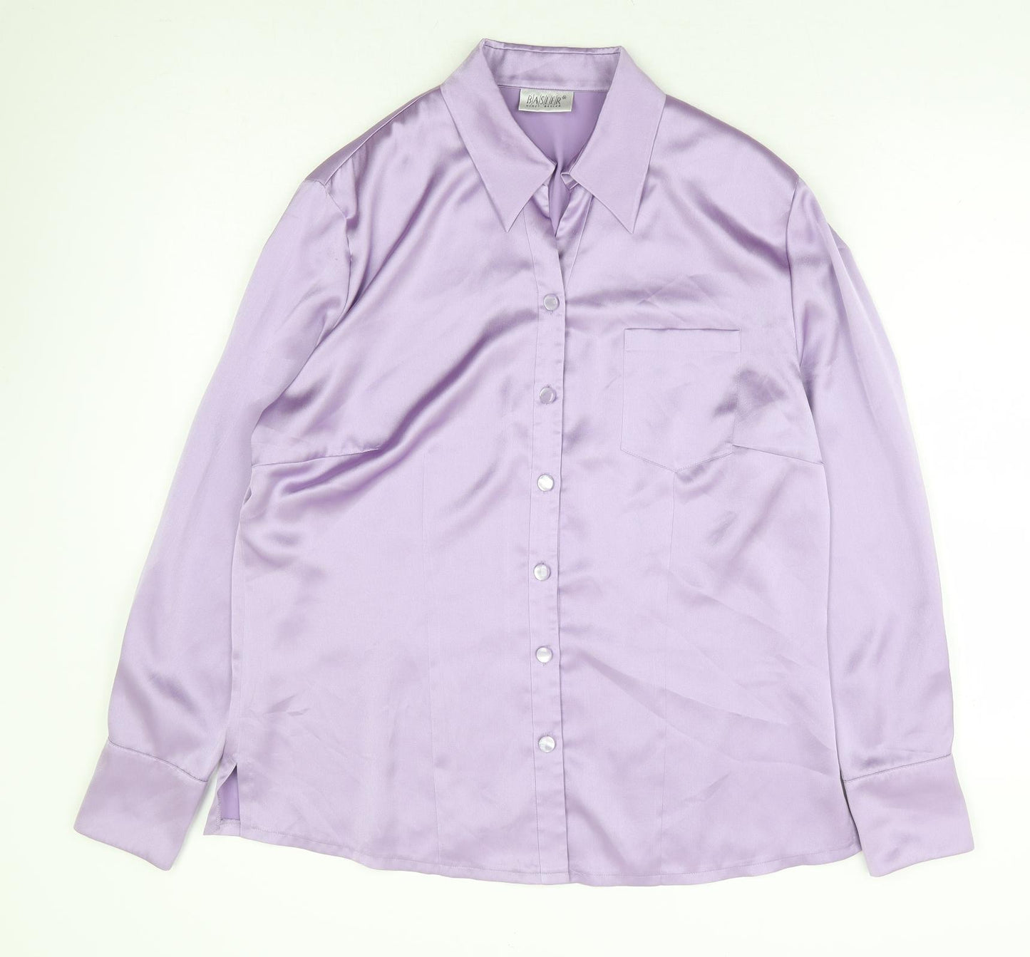 Horst Blaser Womens Purple Polyester Basic Button-Up Size 16 Collared