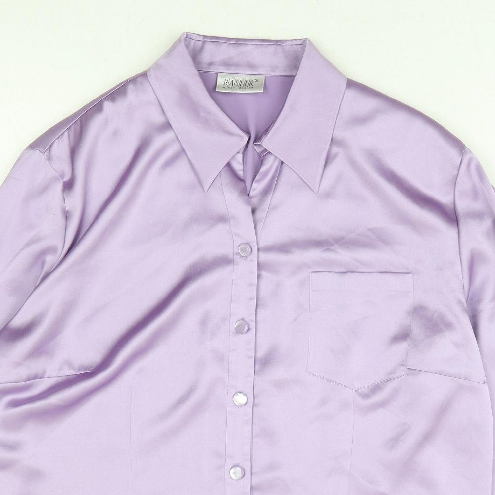 Horst Blaser Womens Purple Polyester Basic Button-Up Size 16 Collared
