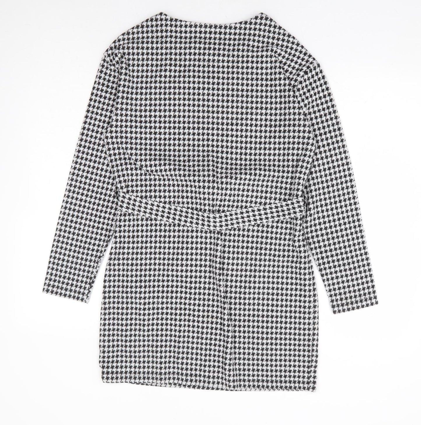 F&F Womens Black Herringbone Polyester A-Line Size 6 Round Neck Tie