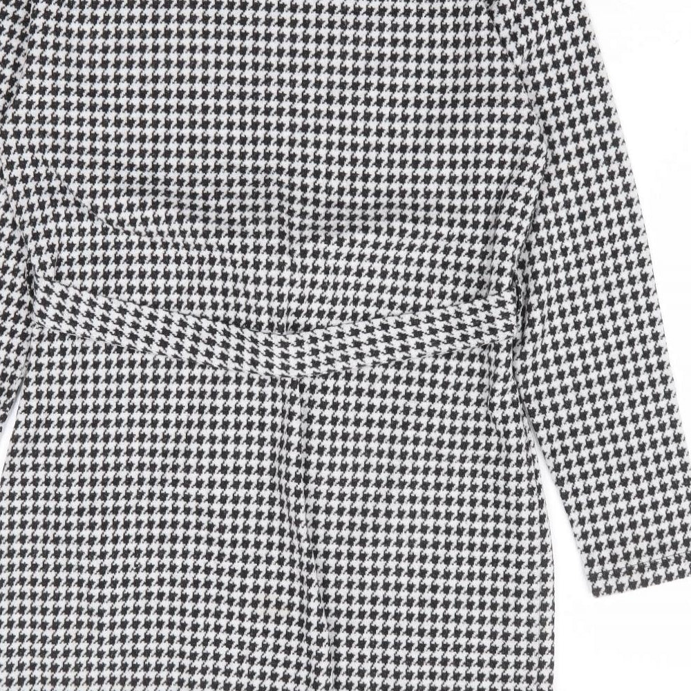 F&F Womens Black Herringbone Polyester A-Line Size 6 Round Neck Tie