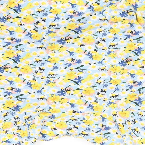 Quiz Womens Blue Floral Polyester Basic Blouse Size 14 V-Neck - Tie Front