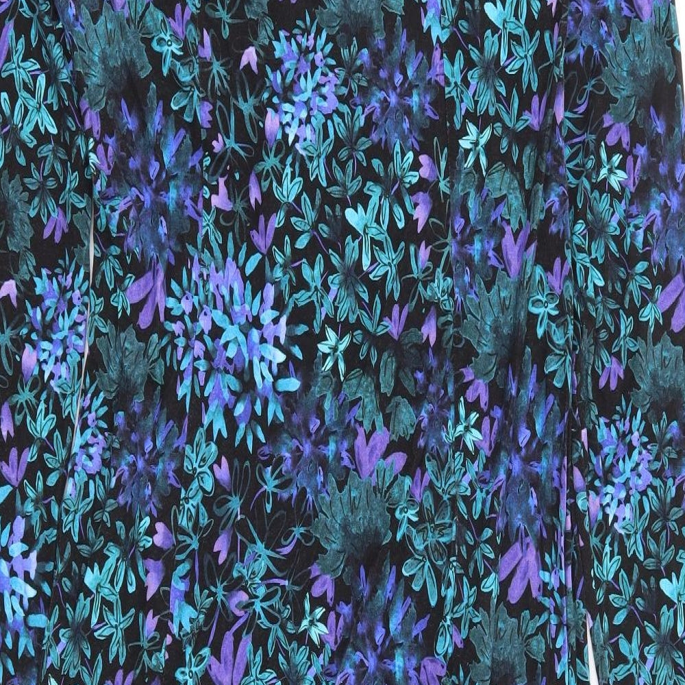 David Nieper Womens Multicoloured Floral Viscose A-Line Size 12 V-Neck Pullover
