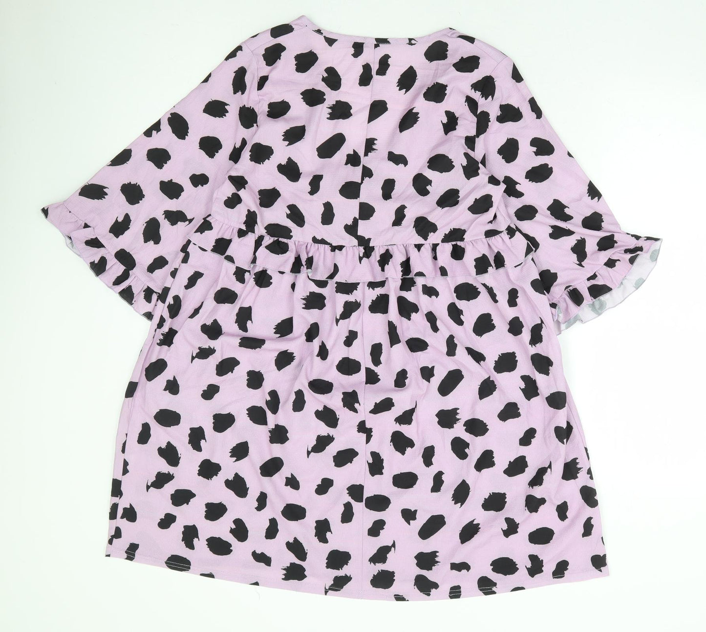 I SAW IT FIRST Womens Purple Animal Print Polyester A-Line Size 12 V-Neck Pullover - Leopard Print