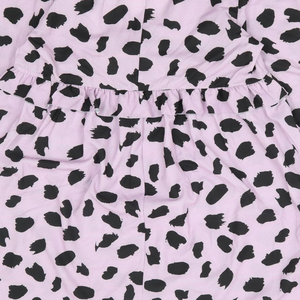 I SAW IT FIRST Womens Purple Animal Print Polyester A-Line Size 12 V-Neck Pullover - Leopard Print