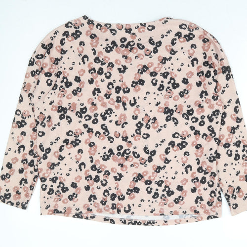 Principles Womens Pink Round Neck Animal Print Polyester Pullover Jumper Size 12 - Leopard Print