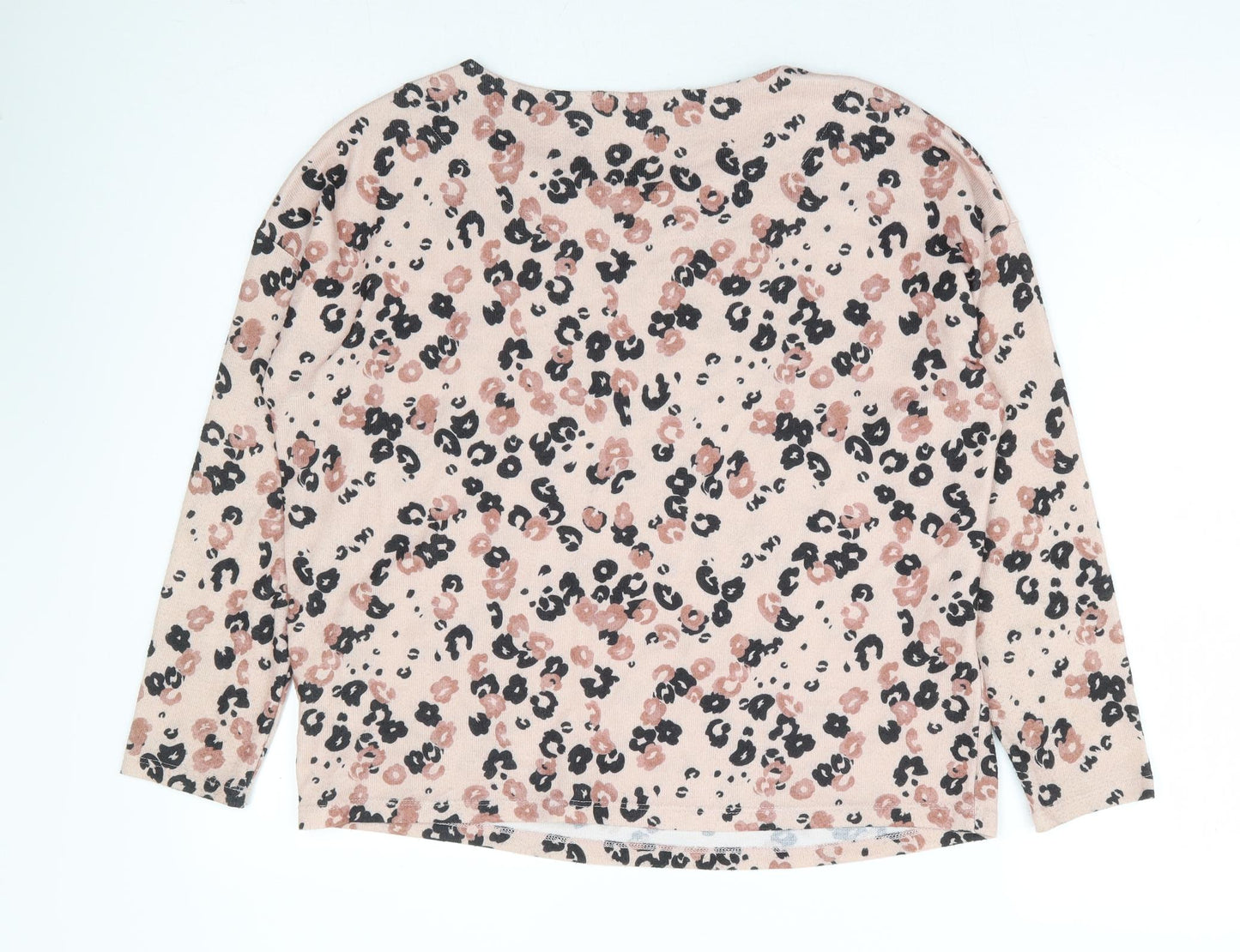 Principles Womens Pink Round Neck Animal Print Polyester Pullover Jumper Size 12 - Leopard Print