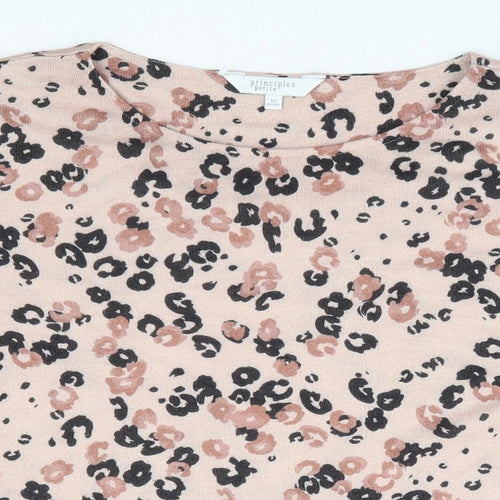 Principles Womens Pink Round Neck Animal Print Polyester Pullover Jumper Size 12 - Leopard Print