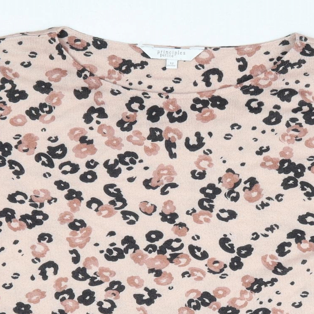 Principles Womens Pink Round Neck Animal Print Polyester Pullover Jumper Size 12 - Leopard Print