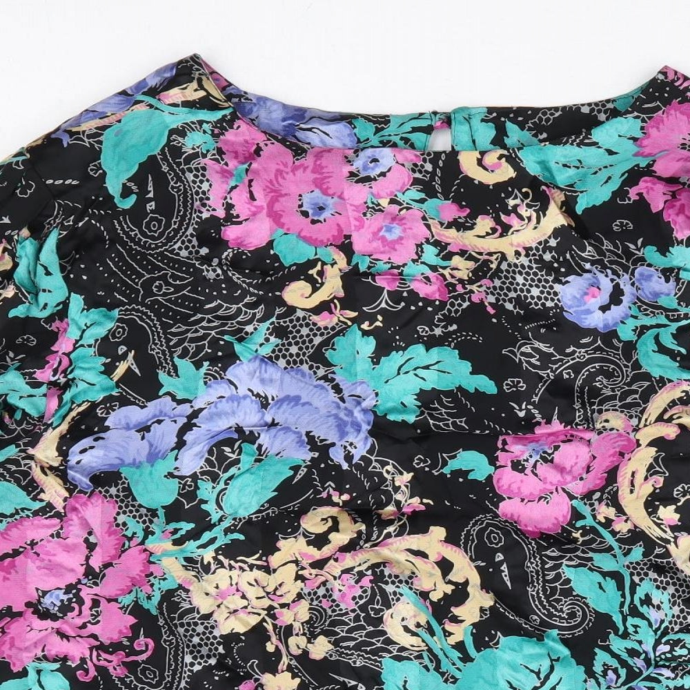 Preworn Womens Multicoloured Floral Viscose Basic Blouse Size 14 Round Neck