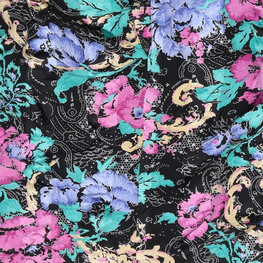 Preworn Womens Multicoloured Floral Viscose Basic Blouse Size 14 Round Neck
