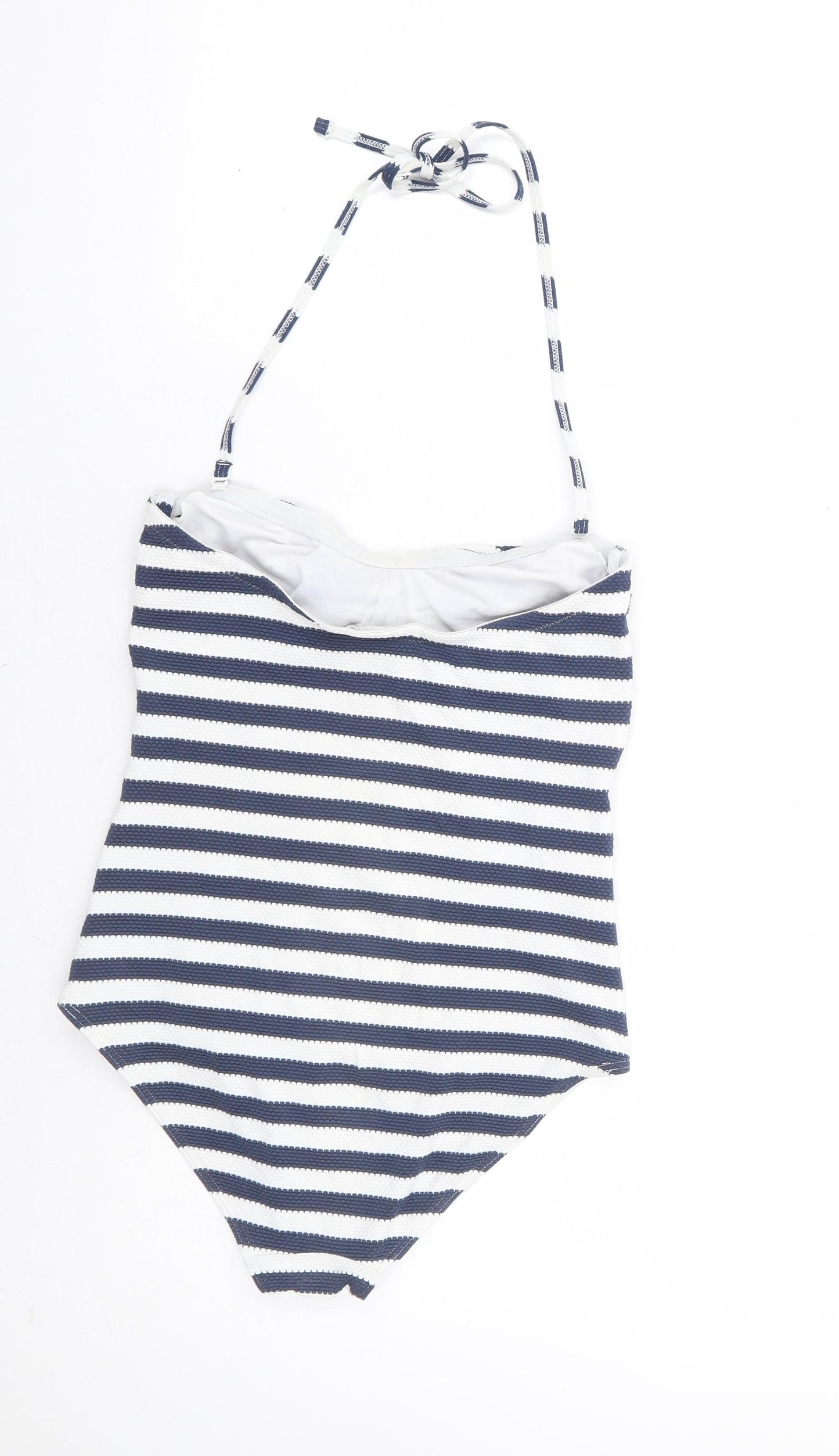 John Lewis Womens Blue Striped Polyamide One Piece Size 10 - Halter