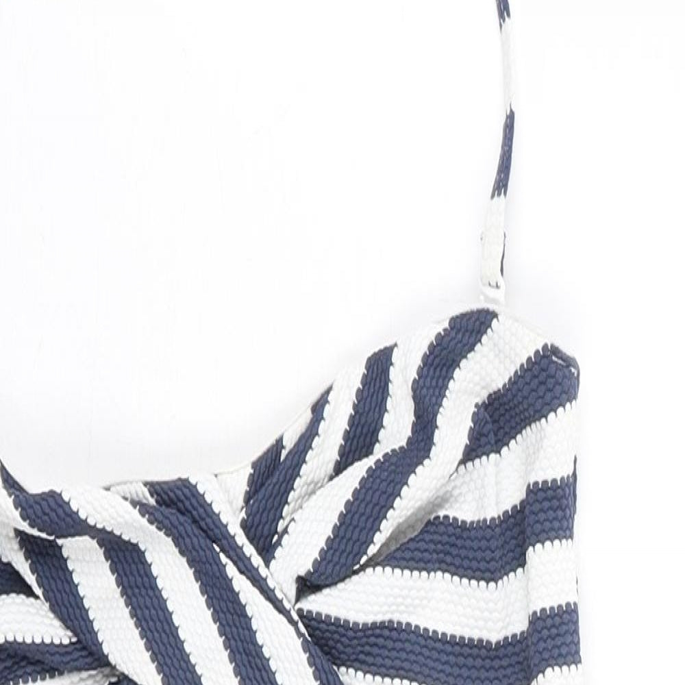 John Lewis Womens Blue Striped Polyamide One Piece Size 10 - Halter