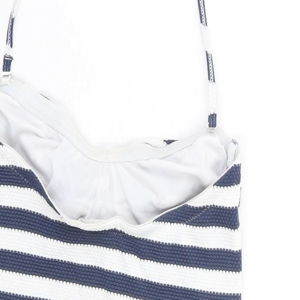 John Lewis Womens Blue Striped Polyamide One Piece Size 10 - Halter