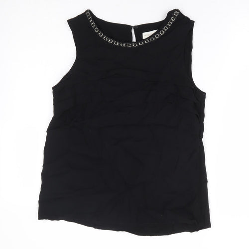 Monsoon Womens Black Viscose Basic Tank Size 12 Round Neck