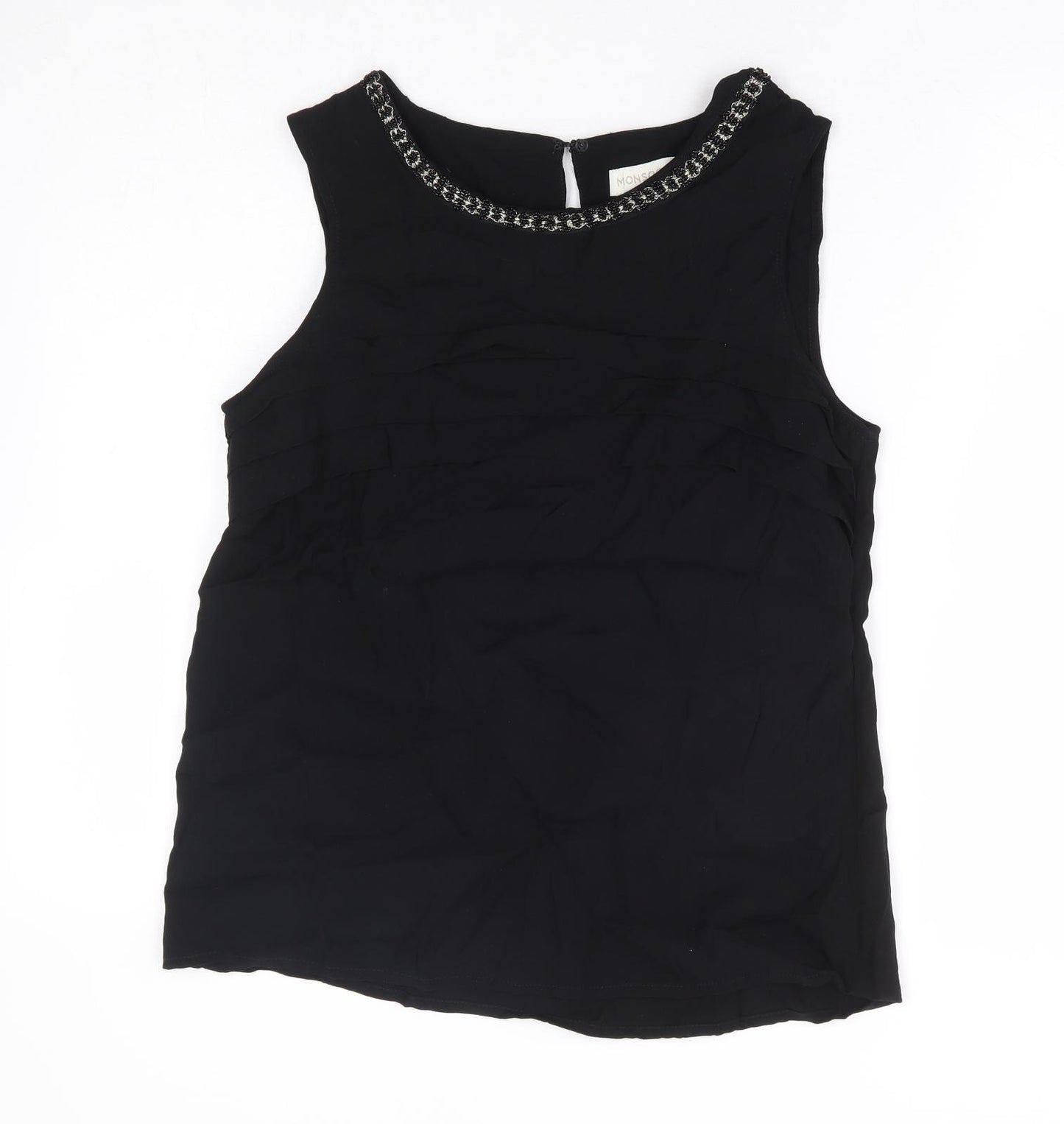 Monsoon Womens Black Viscose Basic Tank Size 12 Round Neck