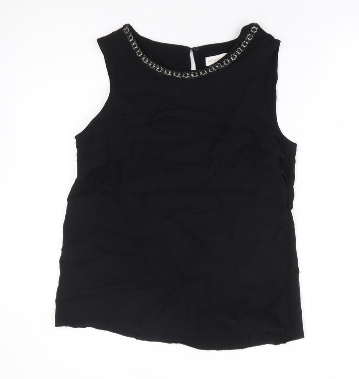 Monsoon Womens Black Viscose Basic Tank Size 12 Round Neck