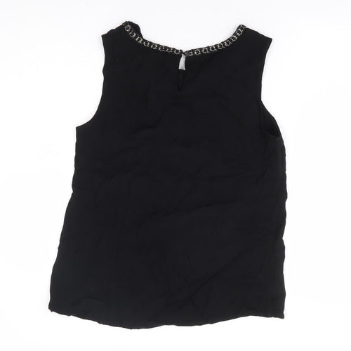Monsoon Womens Black Viscose Basic Tank Size 12 Round Neck
