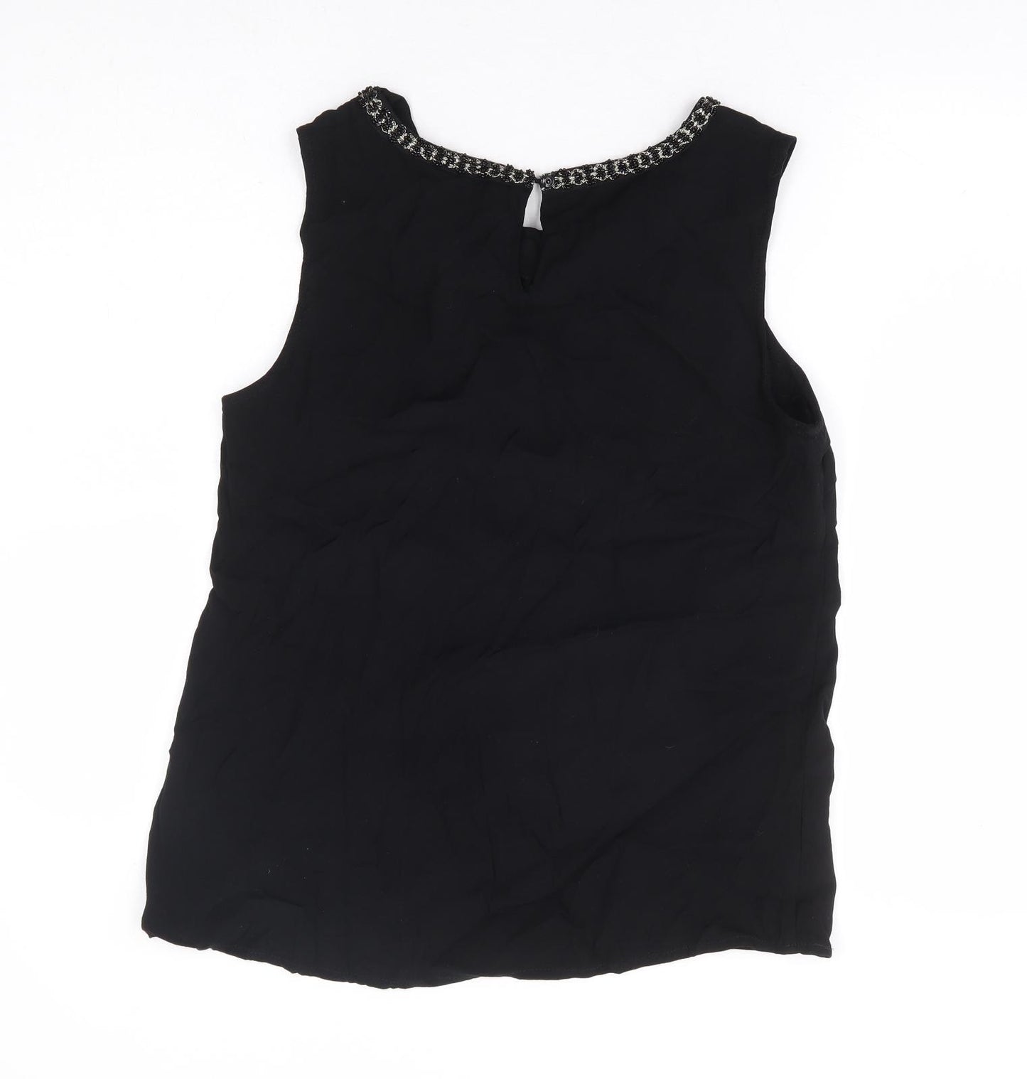 Monsoon Womens Black Viscose Basic Tank Size 12 Round Neck