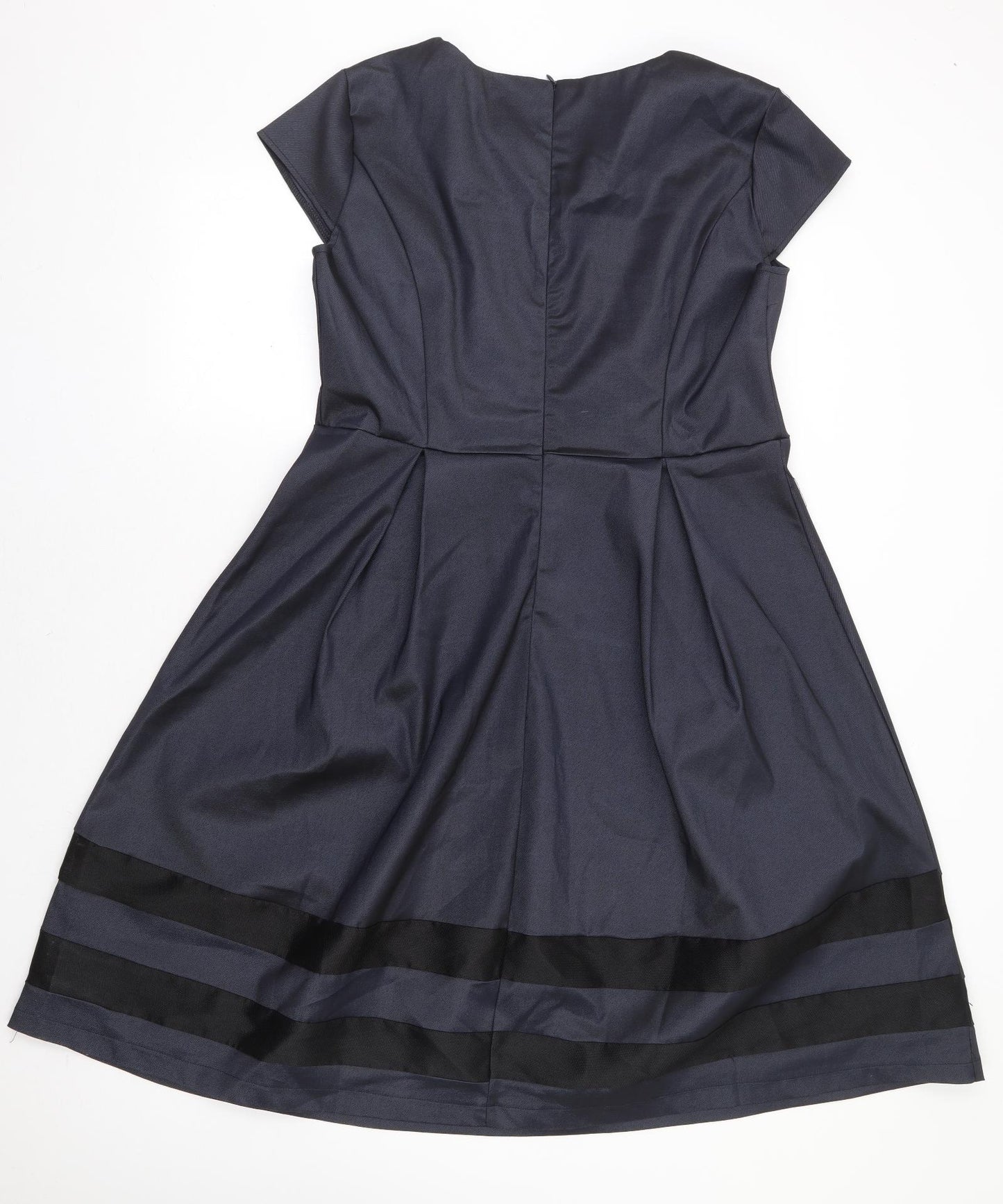 Collection London Womens Blue Polyester Fit & Flare Size 16 Round Neck Zip - Occasionwear