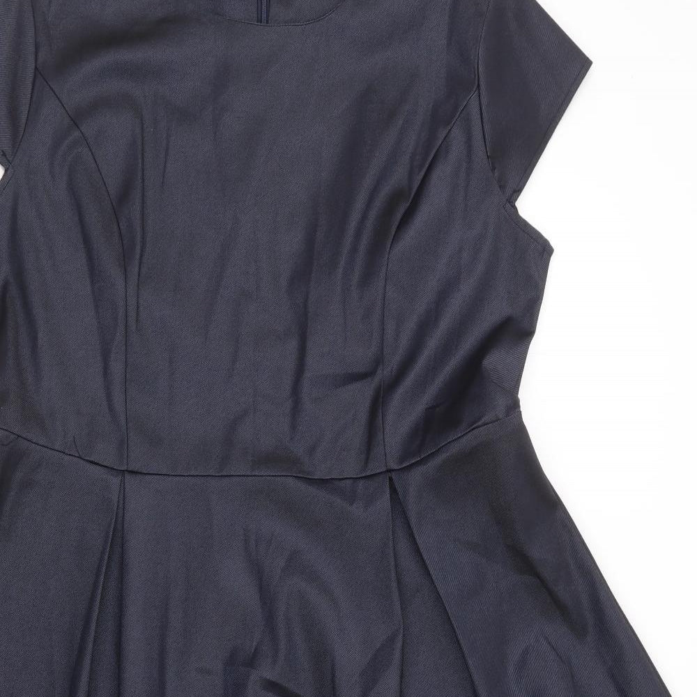 Collection London Womens Blue Polyester Fit & Flare Size 16 Round Neck Zip - Occasionwear